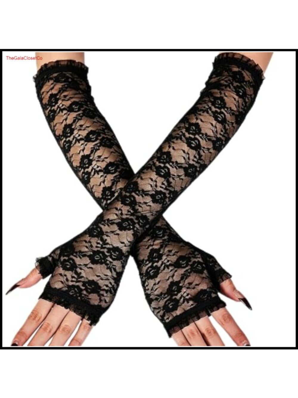 Lace Fingerless Opera Gloves Long Evening Party Costume Accessory